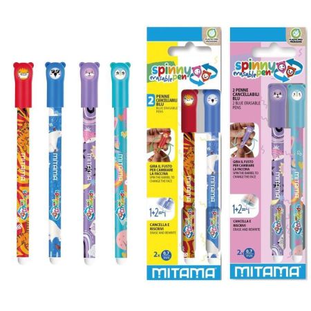 Roller Spinny Pen, 0,7/0,35mm, vymazatelný, 2ks, fialová+tyrkysová, MITAMA 63811-90159 ,balení 2 ks