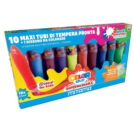 Temperové barvy, sada 10 barev, tuba se štětcem, MITAMA 62864 ,balení 10 ks