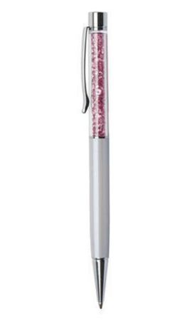 Kuličkové pero SWAROVSKI® Crystals, krémově bílá, růžové krystaly v horní části pera, 14 cm, ART CRY