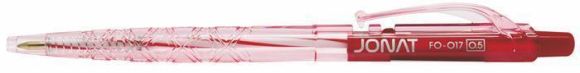 Kuličkové pero Jonat, červená, 0,25mm, stiskací mechanismus, FLEXOFFICE ,balení 36 ks