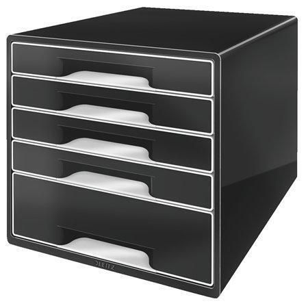 Zásuvkový box Cube, černá, 5 zásuvek, plast, LEITZ