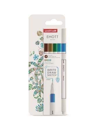 Fineliner Emott Island, 5 různých barev, 0,4 mm, UNI 302422262