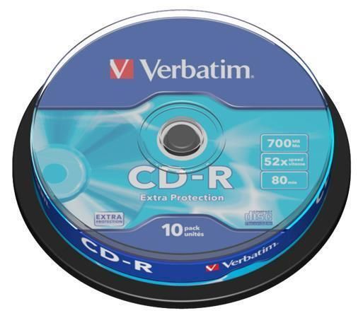 CD-R 700MB, 80min., 52x, DL Extra Protection, Verbatim, 10-cake ,balení 10 ks