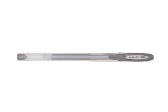 Gelové pero UM-120, metalická stříbrná, 0,5mm, s uzávěrem, UNI