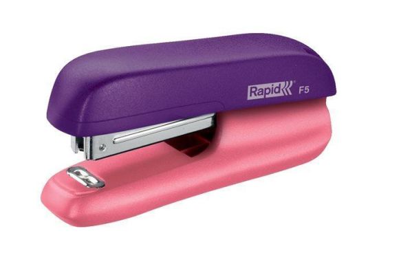 Sešívačka F5 a mini děrovačka Rapid FC10, pastelová fialová-broskvová, set, 10 listů, RAPID