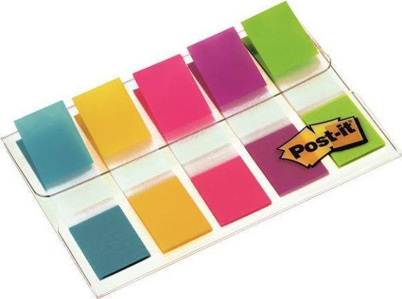 Samolepicí záložky, mix neonových barev, 12 x 43 mm, 5x 20 listů, 3M POSTIT 7000101800 ,balení 100 ks