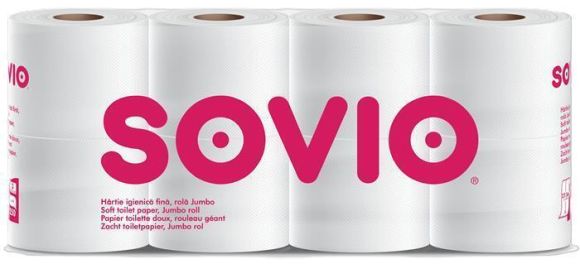 Toaletní papír, bílá, 3-vrstvý, 27,5 m, 250 útržků, 8 rolí, SOVIO PP21186 ,balení 8 ks