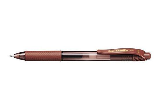 Gelové pero EnerGelX BL107, hnědá, 0,35 mm, stiskací mechanismus, PENTEL BL107-EX