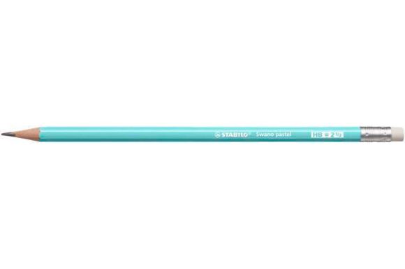 Grafitová tužka s gumou Swano Pastel, modrá, HB, šestihranná, STABILO