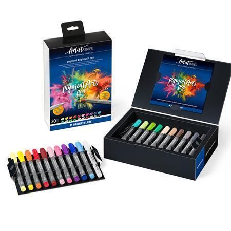 Štětcové fixy Pigment big brush 373, 20 barev, + blendovací pero, sada, STAEDTLER 373 SC20 Štětcové fixy Pigment big brush 373, 20 barev, + blendovací pero, sada, STAEDTLER 373 SC20