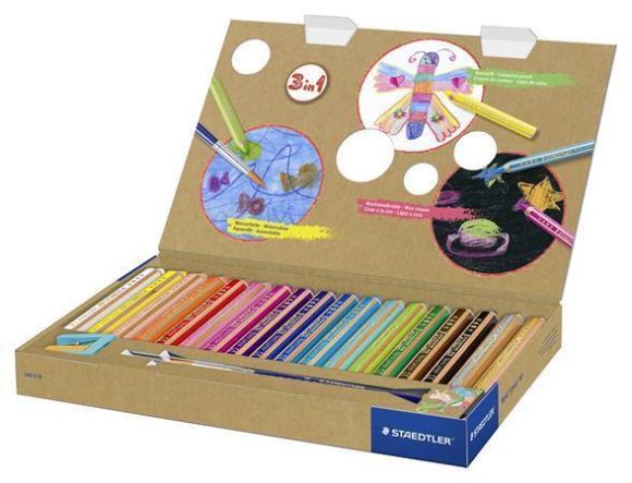 Barevné pastelky Noris Junior, 18 barev, 3v1, STAEDTLER 140 C18