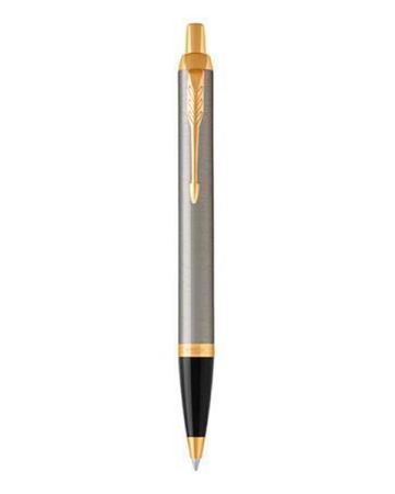 Kuličkové pero Royal IM, modrá, 0,7 mm, šedé broušené tělo, zlatý klip, PARKER 1931670