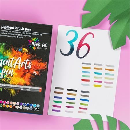 Štětcové fixy Pigment Arts, 36 barev, 1 mm, STAEDTLER 371 C36