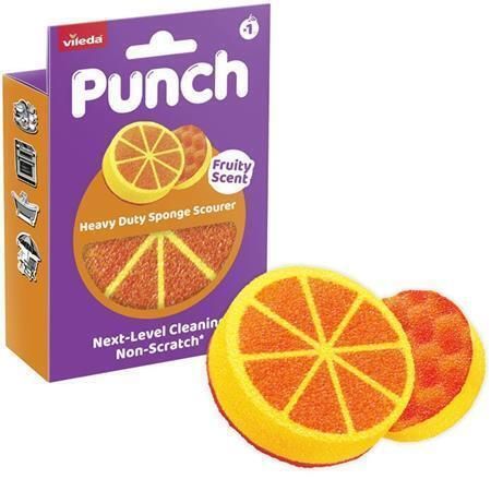 Houbička Punch Dual Action Scrub“, pomerančová, VILEDA 552539 Houbička Punch Dual Action Scrub“, pomerančová, VILEDA 552539
