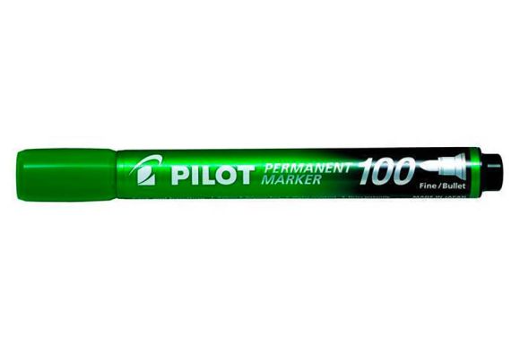 Permanentní popisovač Permanent Marker 100, zelená, 1 mm, kuželový hrot, PILOT