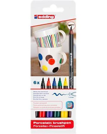 Štětcový popisovač na porcelán 4200 Family color, sada 6 různých barev, EDDING 7580206000