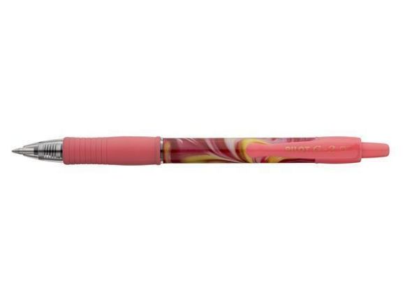 Gelové pero G-2 Flow, modrá, 0,32 mm, stiskací mechanismus, růžové tělo, PILOT BL-G27-FLP-L