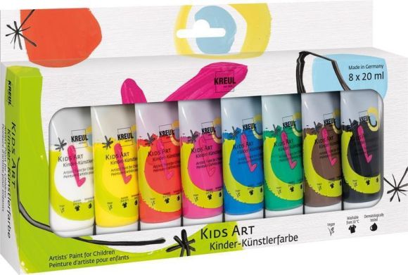 Sada Umělecká barva KIDS ART pro děti 8 barev 30 ml, KREUL ,balení 8 ks