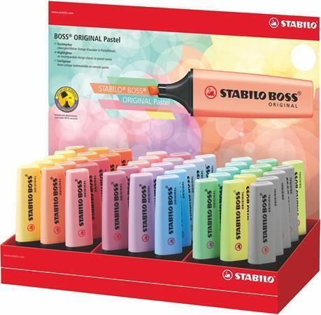 Zvýrazňovač Boss Pastel, displej, mix pastelových barev, 2-5 mm, 45 ks, STABILO 70/45-4