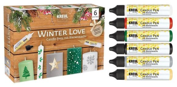 Sada CANDLE PEN WINTER LOVE voskové pero pro malování svíček 6ks - sada, KREUL ,balení 6 ks