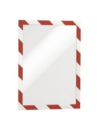 Prezentační rám DURAFRAME SECURITY, červená/bílá, A4, samolepicí, 2 ks, DURABLE 4944132 ,balení 2 ks