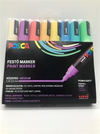 Akrylový popisovač Posca PC-5M, 8 pastelových barev, sada, 1,8-2,5 mm, UNI 2UPC5MPASZTELL