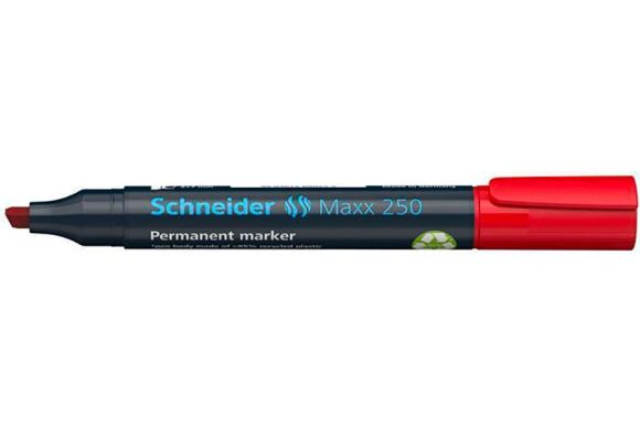 Permanentní popisovač Maxx 250, červená, 2-7mm, klínový hrot, SCHNEIDER