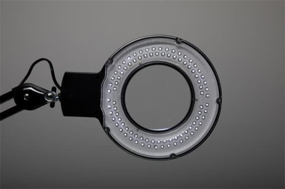 Stolní lampa Viso, černá, LED, zvětšovací sklo, MAUL