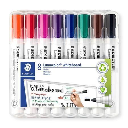 Popisovače na bílou tabuli Lumocolor 351, 8 barev, 2 mm, kuželový hrot, STAEDTLER 351 WP8