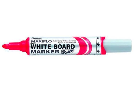 Popisovač na bílou tabuli Maxiflo MWL5M, červená, 2,5 mm, kuželový hrot, PENTEL
