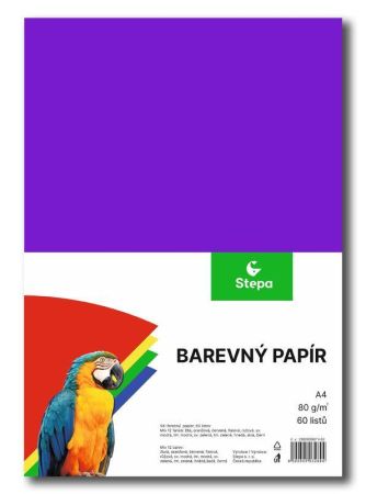 Barevný papír A4/60/80g - mix 12 barev, STEPA ,balení 60 ks