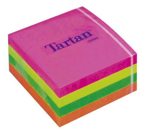 Samolepicí bloček, neon barvy, 76x76 mm, 400 lístků,TARTAN ,balení 400 ks