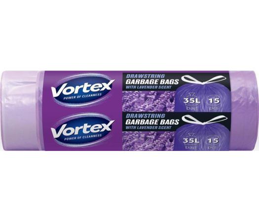 Pytle na odpadky s vůní levandule, zatahovací, 35 l, 15 ks, HDPE, VORTEX MSZ3515VORTEXSCENTLA ,balení 15 ks