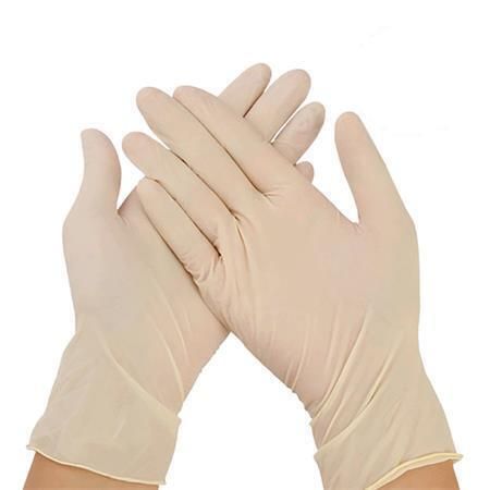 Ochranné rukavice, béžová, jednorázové, latexové, 5,7 g, vel. M, 100 ks, nepudrované, 1005M ,balení 100 ks