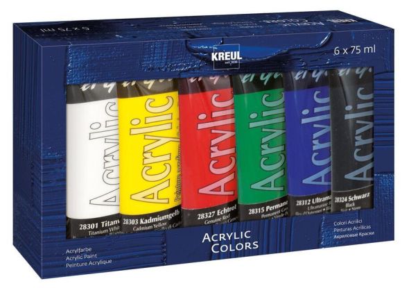 Sada Akrylová barva EL GRECO, 6 barev, 75 ml v tubě, KREUL Sada Akrylová barva EL GRECO, 6 barev, 75 ml v tubě, KREUL