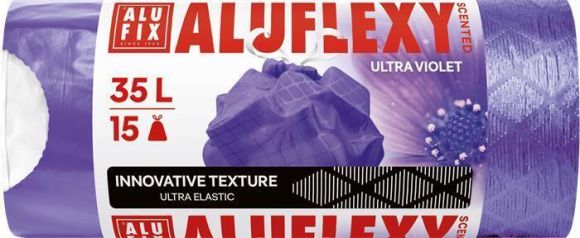 Pytle na odpadky Aluflexy, fialová, s vůní, zatahovací, 35 l, 15 ks, LDPE, ALUFIX  ,balení 15 ks