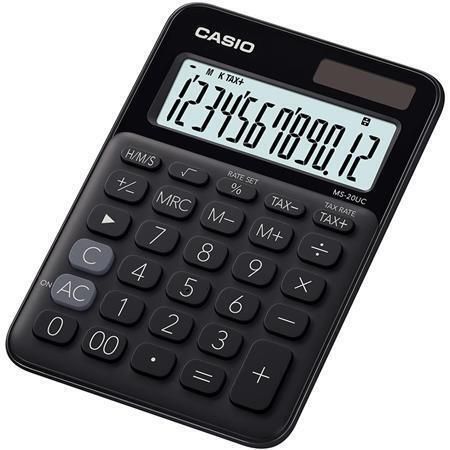 Kalkulačka stolní MS 20UC, černá, 12místný displej, CASIO MS 20 UC BK Kalkulačka stolní MS 20UC, černá, 12místný displej, CASIO MS 20 UC BK