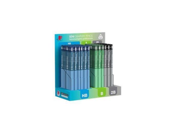 Grafitová tužka Ježek, displej/184 ks, tmavé pastelové barvy, HB, B, 2B, trojhranná, ICO 913004700