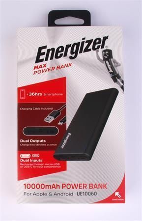 Power banka MAX Power, 2x USB-A, 10000 mAh, 10,5W, ENERGIZER UE10060