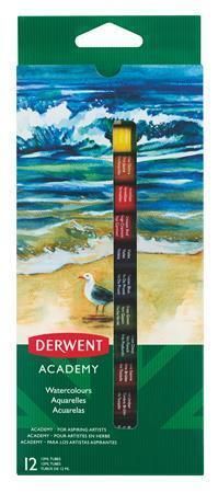 Temperové barvy Academy, 12 ks, 12 ml, DERWENT