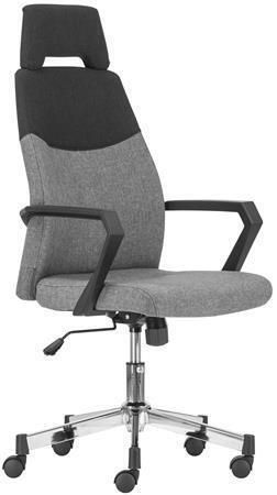 Kancelářská židle STERLING, šedo-černá, textil, chromová základna, opěrka hlavy
