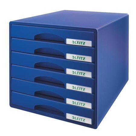 Zásuvkový box Plus, modrá, plast, 6 zásuvek, LEITZ