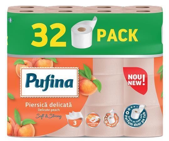 Toaletní papír Delicate Peach, 3-vrstvý, 32 rolí, PUFINA PP21207 ,balení 32 ks Toaletní papír Delicate Peach, 3-vrstvý, 32 rolí, PUFINA PP21207 ,balení 32 ks