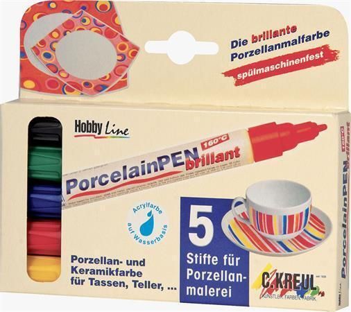 Sada fixů na porcelán BRILLANT 5 barev, Hobby Line, KREUL