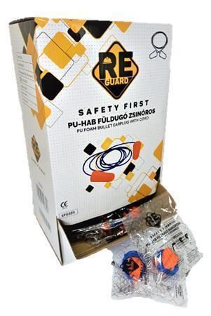 Špunty do uší se šňůrkou, oranžová, PU pěna, 100 párů, SF0325 ,balení 100 ks