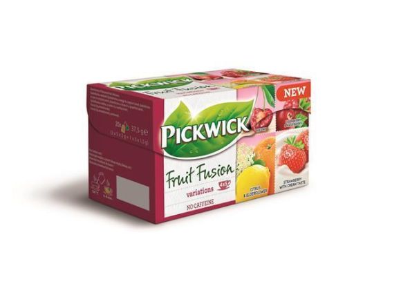 Čaj, ovocný, 20x2 g, Fruit Fusion, PICKWICK, višeň, jahody se smetanou, citrus - bezový květ, brus
