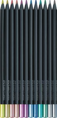 Barevné pastelky Black Edition, 12 metalických barev, trojhranné, FABER-CASTELL 116415 Barevné pastelky Black Edition, 12 metalických barev, trojhranné, FABER-CASTELL 116415