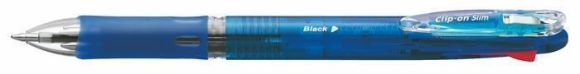 45972 Kuličkové pero Clip-on Slim 4C, 4 barvy, 0,24 mm, stiskací mechanismus, modré tělo, ZEBRA