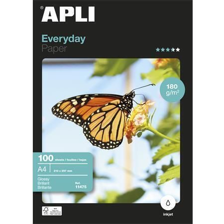 Fotografický papír Everyday, do inkoustové tiskárny, lesklý, A4, 180 g, 100 listů, APLI 11475 ,balení 100 ks