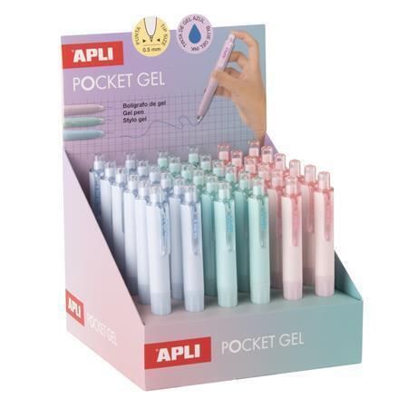 Gelové mini pero “Pocket Gel”, displej/36 ks, různé pastelové barvy, 0,5 mm, APLI 20494